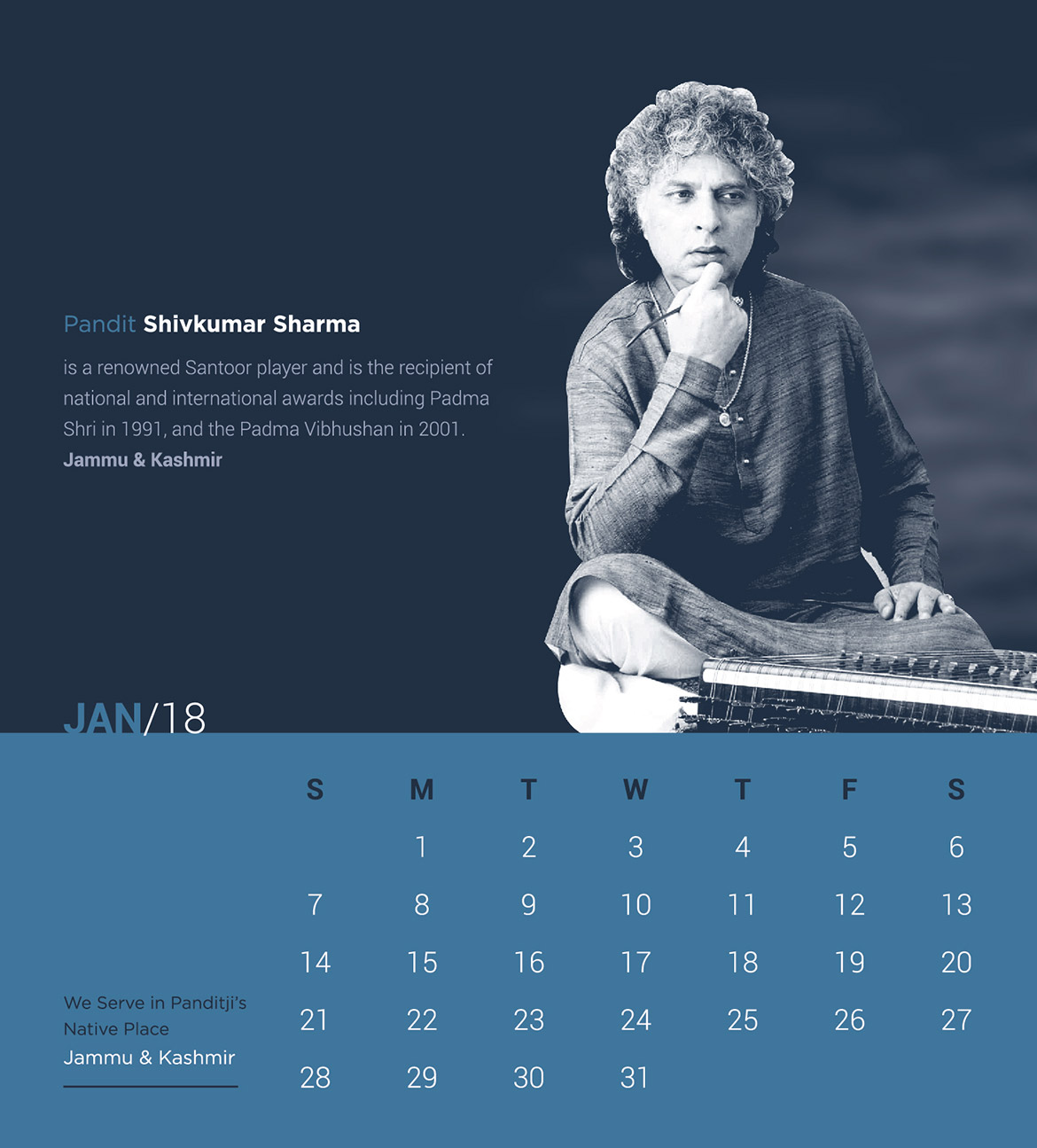 V-Xpress Desk Calendar January 2018
