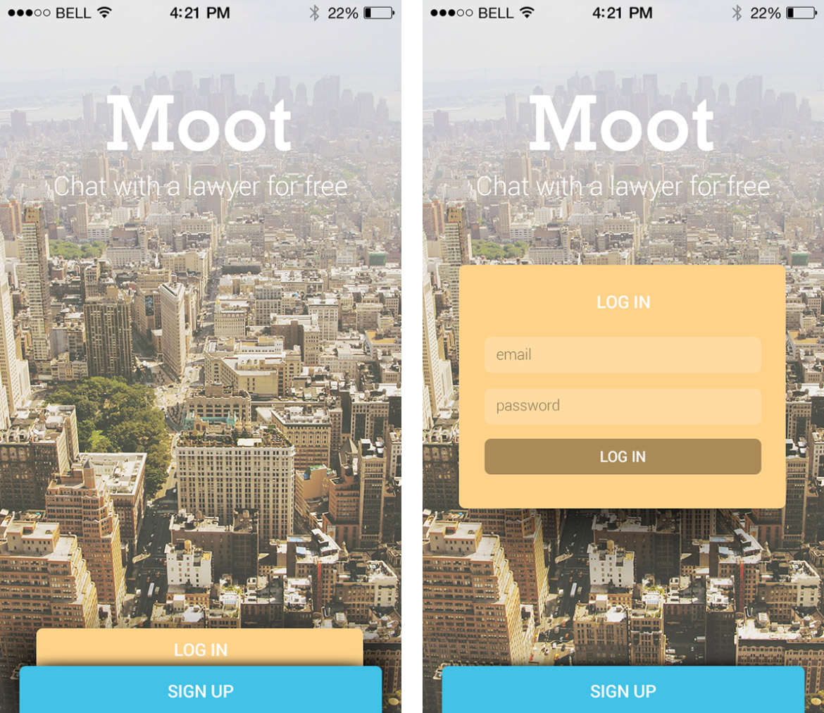 Moot Chat App with Lawyer Pop